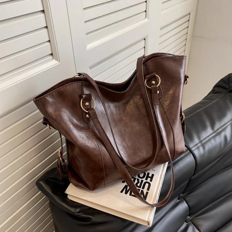 Versatile Vintage Commuter Tote Bag Single oulder Crossbody Bag for College Students Women's Bag Simple Sli Large Capaci